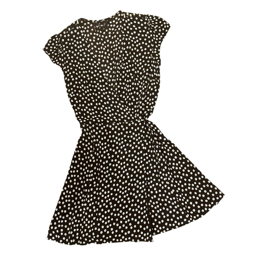 Reformation Dawn Black and White Tiny Floral Polka Dot Mini Dress - Picture 4 of 11
